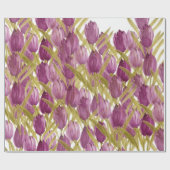 紫のチューリップエレガントの水色 ラッピングペーパー (フラット)