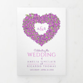 紫のチューリップハートアートの物語の結婚献身 三つ折りプログラム