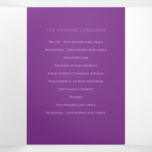 紫のチューリップハートアートの物語の結婚献身 三つ折りプログラム (内部中)