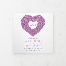 紫のチューリップハートアート結婚ストーリー献身のT 三つ折りプログラム