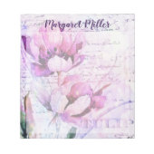 紫のチューリップパーソナライズされた ノートパッド (正面)
