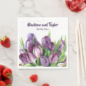 紫のチューリップフローラ水結婚色のシャワー スタンダードランチョンナプキン (インサイチュ)