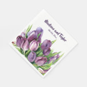 紫のチューリップフローラ水結婚色のシャワー スタンダードランチョンナプキン (角)
