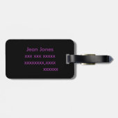 紫のチューリップ付きブラック ラゲッジタグ (裏面横)