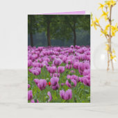 紫のチューリップ悔やみや弔慰弔問カード カード (黄色い花)