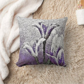 紫のチューリップ絵画- Art Pillow クッション (ブランケット)