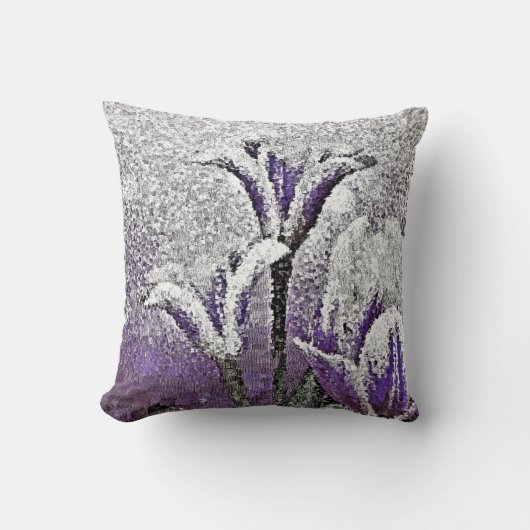 紫のチューリップ絵画- Art Pillow クッション (正面)