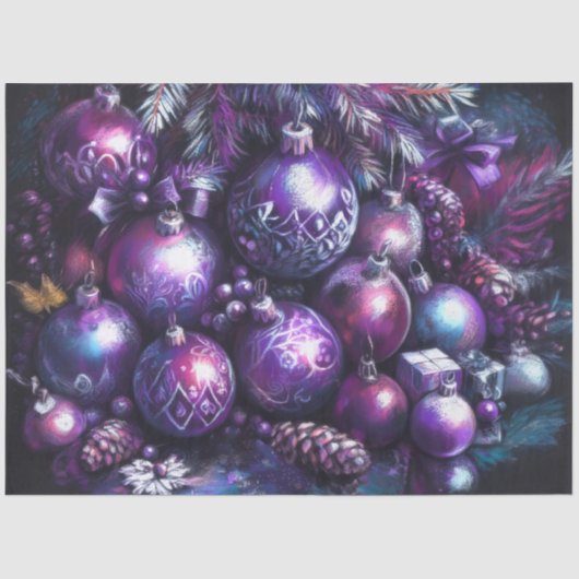 紫のチョークのオーナメント 薄葉紙 (正面)