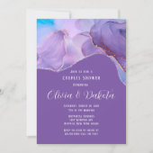 紫のティール(緑がかった色)エーテルのアルコールインクカップルのシャワー 招待状 (正面)