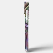 紫のティール(緑がかった色)カッコいい光沢フェイクのある3Dレトロ波パターン Case-Mate iPhoneケース (裏面 / 左)