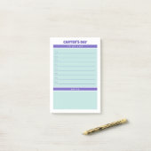 紫のティール（緑がかった色）キュートTo Doリストのノート整理された日 ポストイット (デスク上)