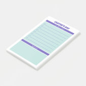 紫のティール（緑がかった色）キュートTo Doリストのノート整理された日 ポストイット (アングル)