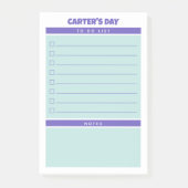 紫のティール（緑がかった色）キュートTo Doリストのノート整理された日 ポストイット (正面)