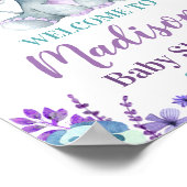 紫のティール（緑がかった色）ゾウ歓迎サイン、女の子シャワー ポスター (角)