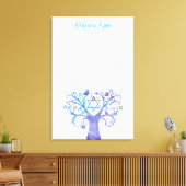 紫のティール(緑がかった色)水の色の木の生活バルミツワー キャンバスプリント (インサイチュ (リビング))