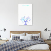 紫のティール(緑がかった色)水の色の木の生活バルミツワー キャンバスプリント (インサイチュ (寝室))