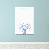 紫のティール(緑がかった色)水の色の木の生活バルミツワー キャンバスプリント (インサイチュ (ウッドフロア))