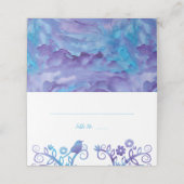 紫のティール（緑がかった色）水彩折り畳まれた生活の木 プレイスカード (外部開封)