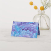 紫のティール（緑がかった色）水彩折り畳まれた生活の木 プレイスカード (裏面)