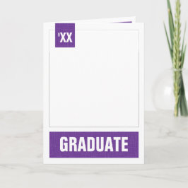 紫のテクスモダンチャ付き写真の卒業 招待状