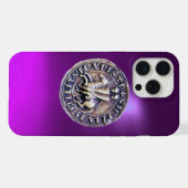 紫のテンプル騎士団のシール iPhoneケース (裏面横)