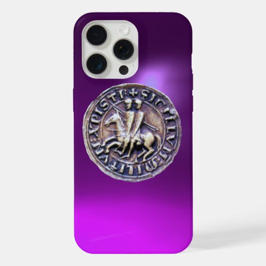 紫のテンプル騎士団のシール iPhoneケース (裏面)