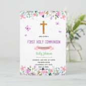 紫のテーマバタフライ洗礼の招待 サンキューカード (スタンド正面)