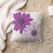 紫のデイジーとドット |カスタムフローラ装飾用クッション クッション (ブランケット)