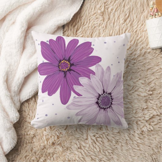 紫のデイジーとドット |カスタムフローラ装飾用クッション クッション (ブランケット)
