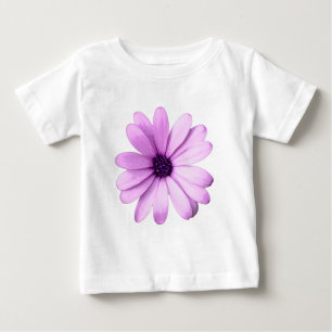 紫のデイジーのストライプ柄 ベビーTシャツ