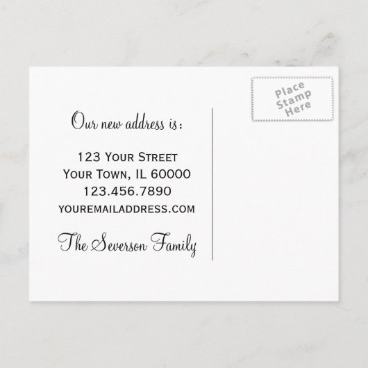 紫のデイジーの住所変更のお知らせ 案内ポストカード (裏面)