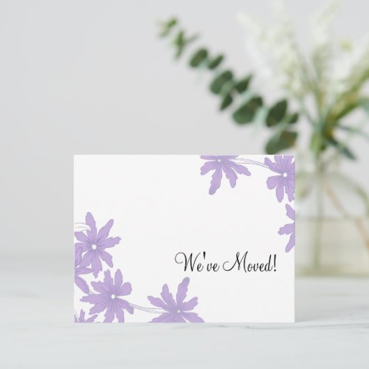 紫のデイジーの住所変更のお知らせ 案内ポストカード (スタンド正面)