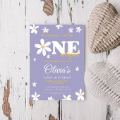 紫のデイジーは彼女はonederful 1歳の誕生日ではない 招待状