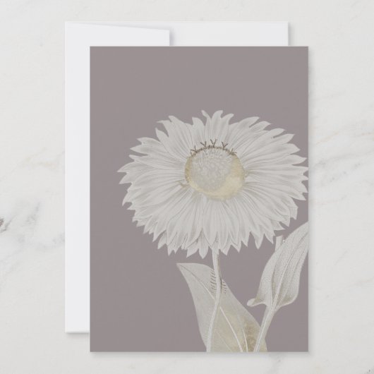 紫のデイジーアンティーク結婚式の日付を保存 セーブザデート (裏面)