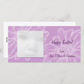 紫のデイジーイースターフォトカード シーズンカード (正面/裏面)