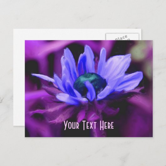 紫のデイジーフローラカスタマイズ可能はがき ポストカード (正面/裏面)