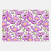 紫のデイジーフローラ開花 ラッピングペーパーシート (正面3)