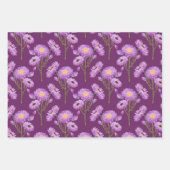 紫のデイジーフローラ開花 ラッピングペーパーシート (正面2)