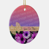 紫のデイジーリボンあなたの写真フローラオーナメント セラミックオーナメント (右)