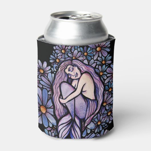 紫のデイジー眠る人魚 缶クーラー (缶正面)