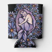 紫のデイジー眠る人魚 缶クーラー (正面)