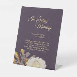 紫のデイジー結婚アンティークの愛の記憶 台座サイン