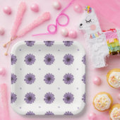 紫のデイジー花水玉模様おもしろい植物紙 ペーパープレート (パーティー)