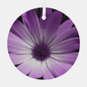 紫のデイジー花 ガラスオーナメント (裏面)