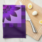 紫のデイジー花#2キッチンタオル キッチンタオル (四つ折り)