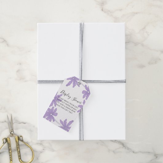 紫のデイジー表示ブライダルシャワーギフトラベル ギフトタグ (より糸付き)