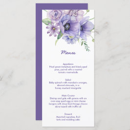 紫のデイジー、アネモネス、バラフローラメニュー メニュー