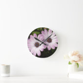 紫のデイジー ラウンド壁時計 (ホーム)