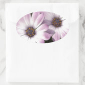 紫のデイジー 楕円形シール (バッグ)