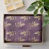 紫のデコペ葉ー上の金属金ゴールド 薄葉紙 (ギフト)